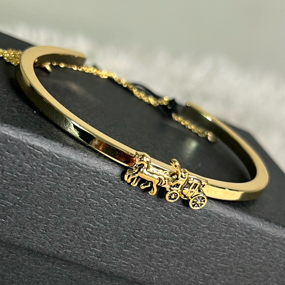 NWT COACH horse and carriage double chain cuff bracelet - Picture 4 of 7